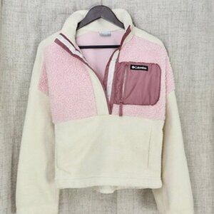 Columbia Womens Two-Tone pink and White Fleece Pullover Size M